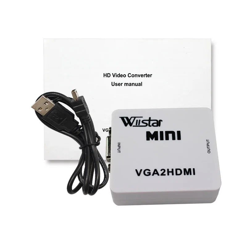 Wiistar VGA to HDMI Converter Audio Adapter 1080P 60Hz VGA2HDMI Converter Adapter for Xbox 360 PS3 PC DVD