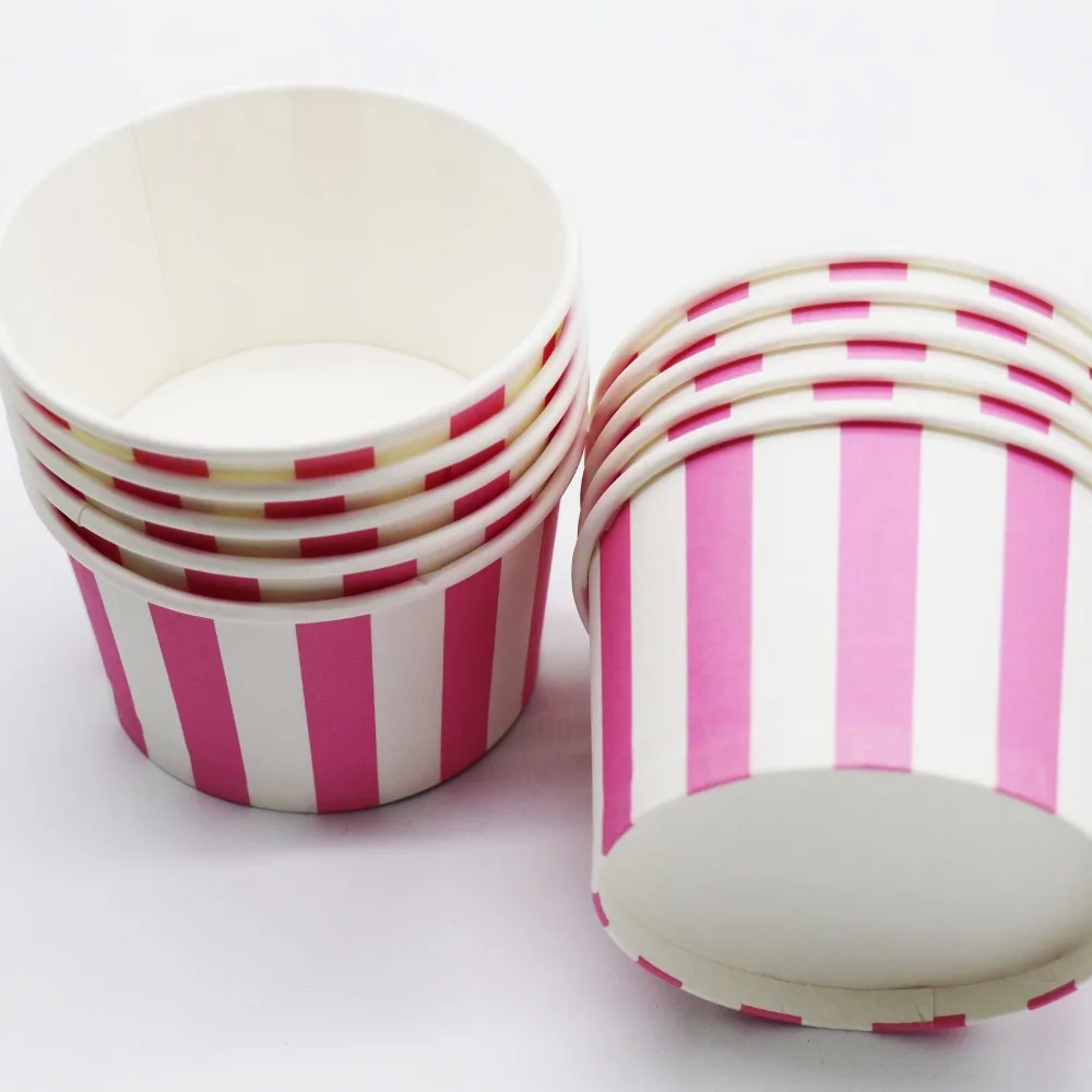 Buy 10pcs/lot pink ice cream cups pink stripes disposable cups stripes theme
