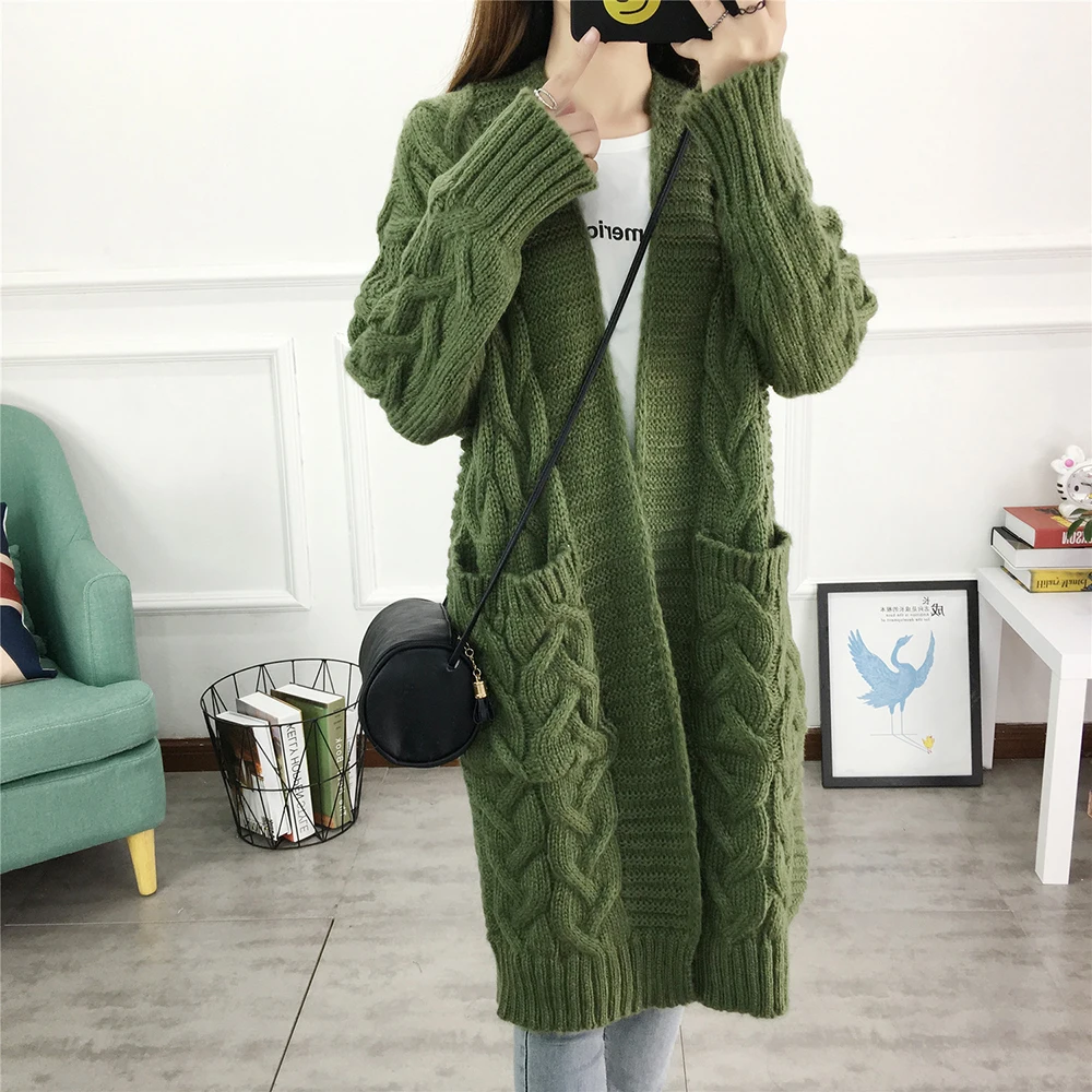 Women Long Cardigans Autumn Winter Open Stitch Knitting Loose Sweater Oversized Cardigans big pockets Cardigan Fall Jacket Coat