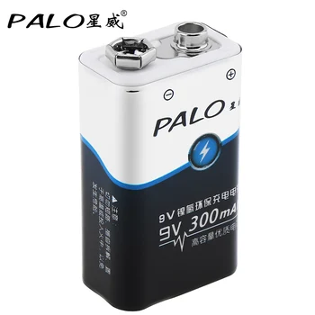

PALO 300mAh 9V 6F22 Battery Ni-MH NiMH 9V Rechargeable Battery with 3A Charging Current for Multimeter Wireless Microphone Alarm