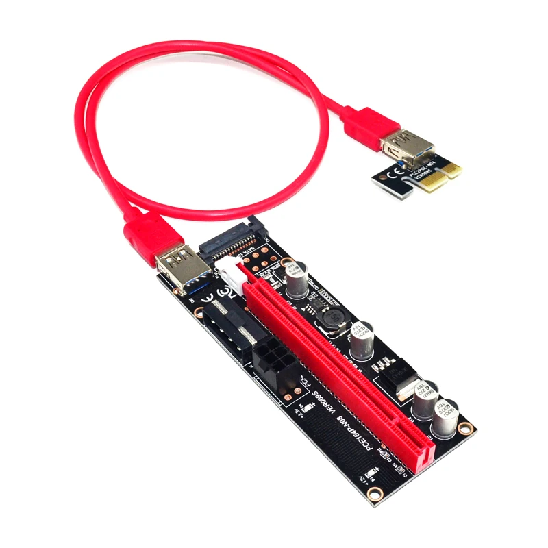 

VER009S-SATA 0.6M USB 3.0 Cable Professional PCI-E Express PCI-E 1X TO 16X SATA Card Adapter+ SATA Power Cord for GPU Mining P