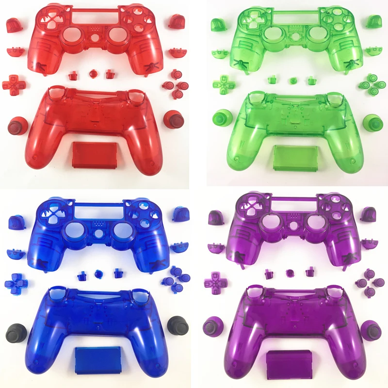 

For Sony Playstation 4 PS4 Dualshock 4 Gamepad V1 Controller Transparent Crystal Front Back Full Set Housing Shell Case Cover