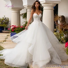 Liyuke свадебное платье для свадьбы бальное платье свадебное платье без бретелек с аппликациями бисером Многоуровневое по индивидуальному заказу