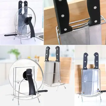 

Stainless Steel Rust-proof Pot Knife Rack Chopping Cutting Board Holder Stand Kitchen Organizer Shelf