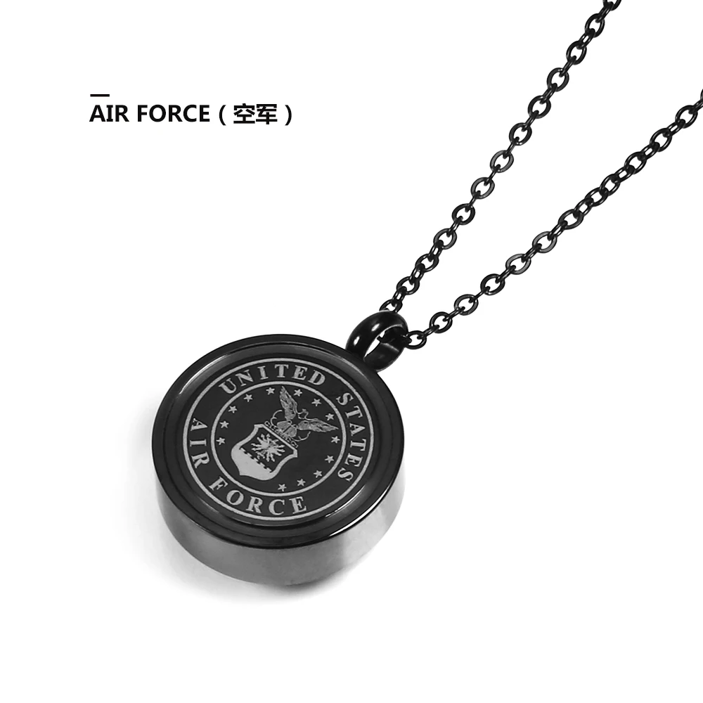 

Feelke USMC ARMY NAVY AIR FORCE Urn Necklace for Ashes Stainless Steel For Men Jewelry