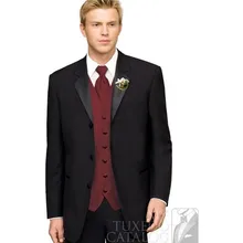 Красивый 4 предмета в комплекте, новые модные черные Для мужчин s платье в деловом стиле, 3 кнопки, костюм для свадьбы для Для мужчин жениха платья костюм для шафера