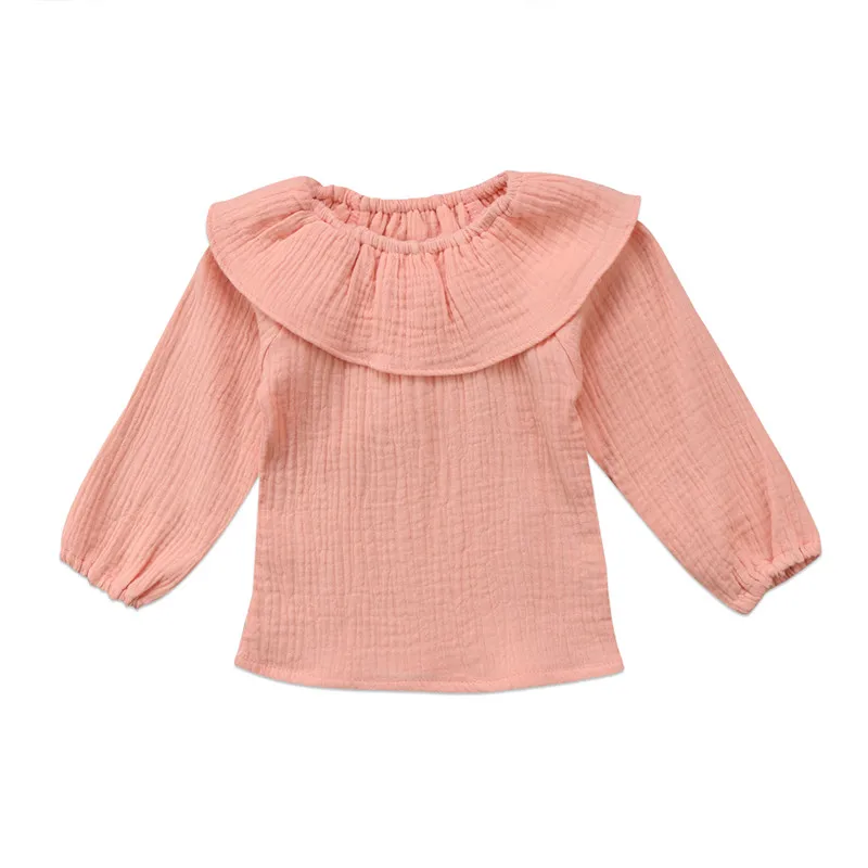 Toddler Baby Girl Lace Collar Top Shirt Long Sleeve Ruffle Bodysuit Blouse Fall Clothes
