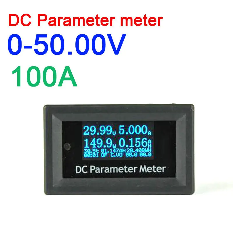 

OLED Display DC 50V 5A/10A/20A/50A/100A/200A Digital Voltmeter Ammeter Time TEMP Power Capacity TEST