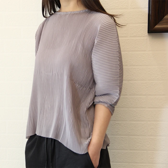 

Blouse shirt miyake pleated fashion shirt free shipping
