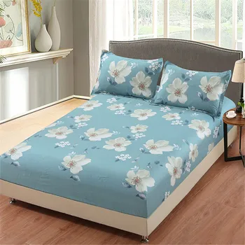 

Spring fashion Rural style 100% Cotton bedding bed Fitted Sheet Plant red beige small Flowers Protection cover Elastic mattress