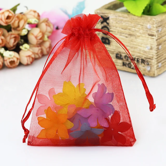 100pcs Lot Size Red Organza Bags Wedding Favor Cosmetics Candy 100pcs Lot Size Red Organza Bags Wedding Favor Cosmetics Candy Gifts Packaging Bag Cute