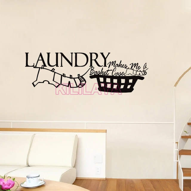 Vinyl Muurstickers voor Wasruimte Maakt Me Een Mand Case Mural