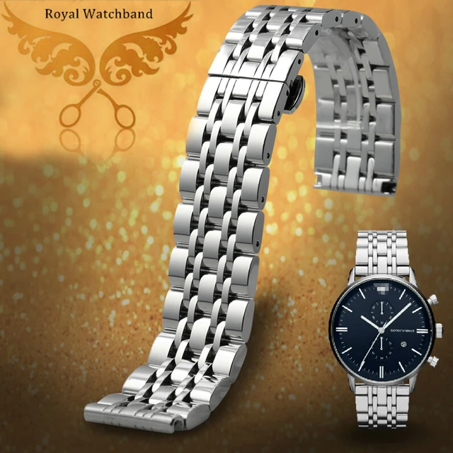 Watch bands 22mm Solid Stainless Steel Mens Metal Watch Band Bracelet