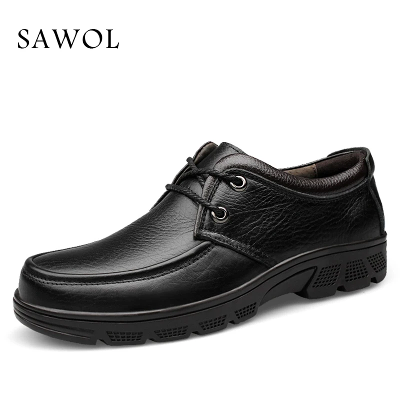 

Genuine Leather Men Shoes Casual Shoes Brand Winter Boots For Men Winter Shoes Flats Warm Plush Spring Autumn Big Size 47 Sawol
