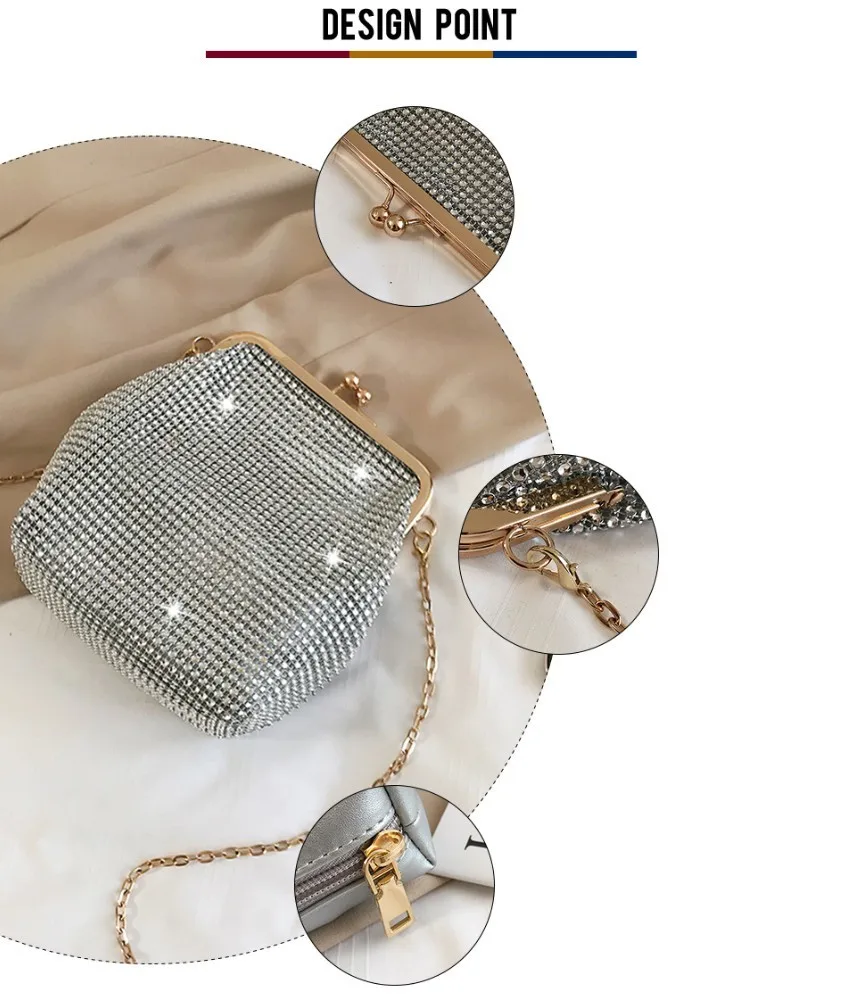Herald Модные женские вечерние сумки из металла с бриллиантами и бисером, женская сумка на плечо с цепочкой, Маленькая женская сумка-мессенджер, сумка через плечо