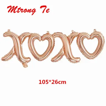 

50pcs 105*26cm Rose Gold XOXO Air balloons Link Letters Balloons Wedding Valentines Day Party Decoration Balloon Supplies Globos