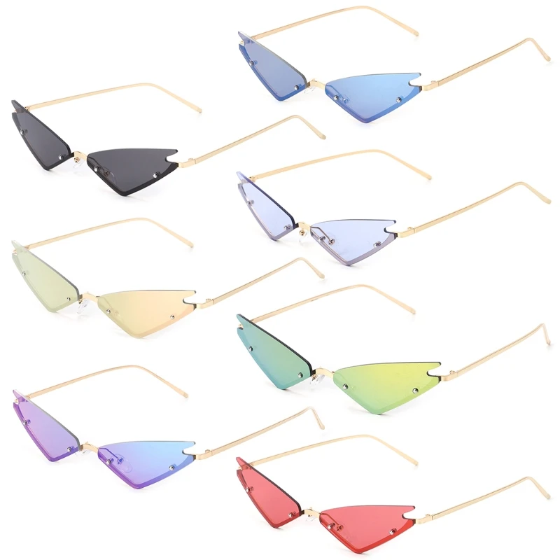 

2018 Summer Cat Eye Sunglasses Vintage Fashion Rimless Triangle Sunglasses UV400 Eyewear Eyeglasses