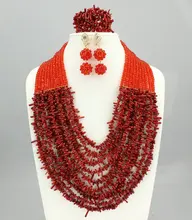 2016 Últimas beads Boda Africana de Nigeria Coral Perlas Joyería Conjunto Africano Sistemas de la joyería de Envío Libre C70-1