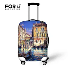 FORUDESIGNS/картина маслом пейзаж принты Эластичный Чемодан Защитные чехлы для koffer Толстый водонепроницаемый Дорожный чемодан Крышка