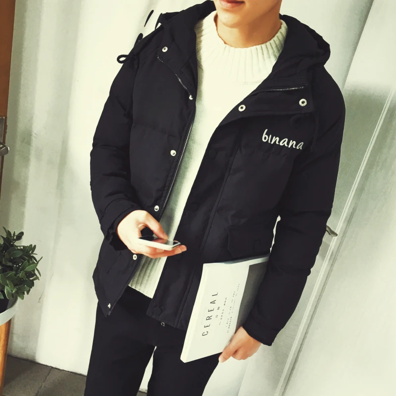 

Cold and warm winter coat jacket hooded men Boys Size Cotton Coat young Korean bread