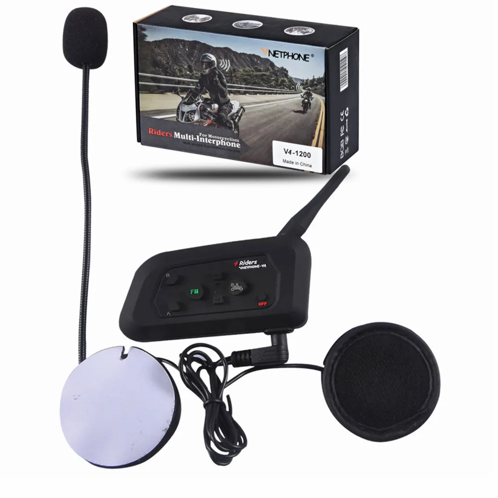 

New Upgarded 1200m Wireless Motorcycle Helmet Bluetooth Headset Intercom 4 Riders Multi-function Walkie Talkie BT Interphone