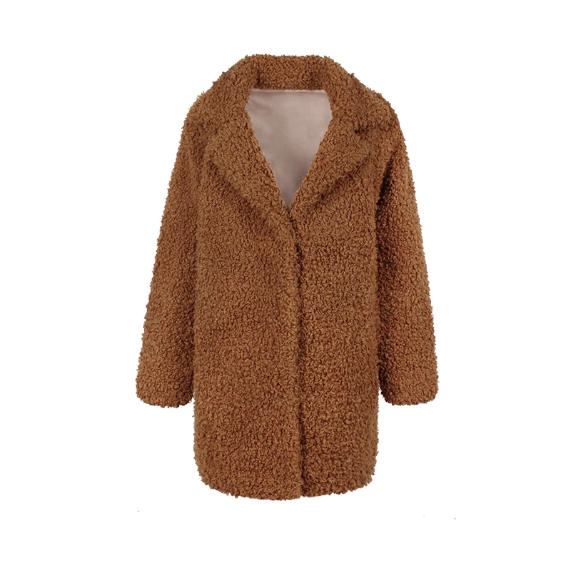Длинный рукав, отложной воротник, пушистые меховые куртки, элегантное меховое пальто, верхняя одежда, плюс размер, зимнее плотное теплое меховое пальто для женщин