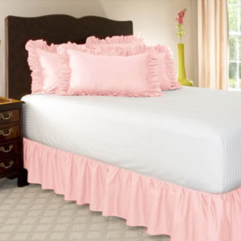Quality Wrap Around Elastic Bed Skirts Ruffle Valance Drop Solid Color