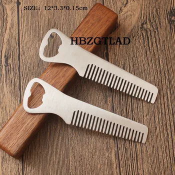

2017 New Arrival Stainless Steel Beard Combs Metal Anti-Static Opener Dual Use Hair Styling Tool & Creative Bottle Openers