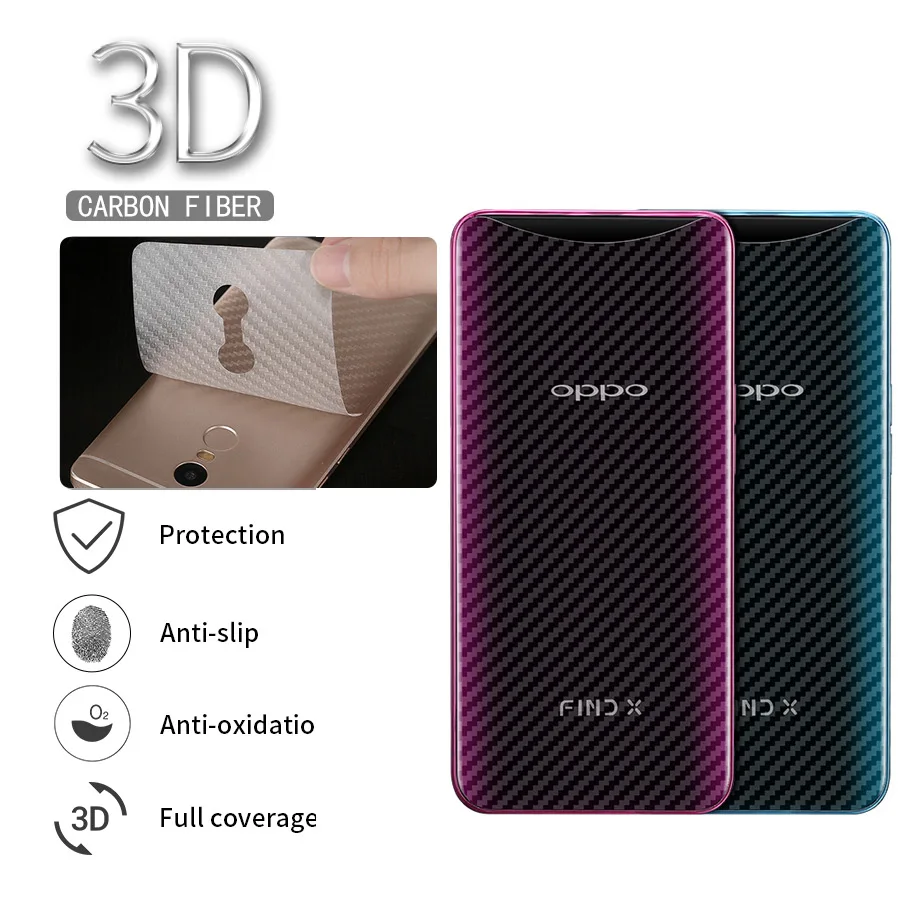 5Pcs Screen Protector 3D Carbon Fiber Back Cover For OPPO Find X R11