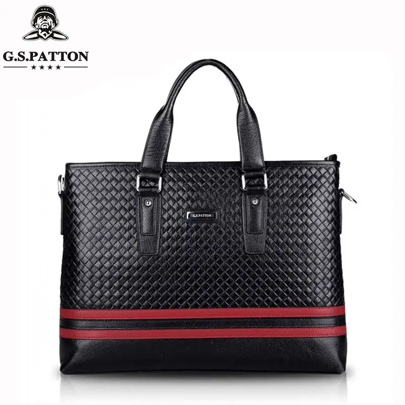 

Leather woven men's bag One shoulder First layer leather Messenger bag casual