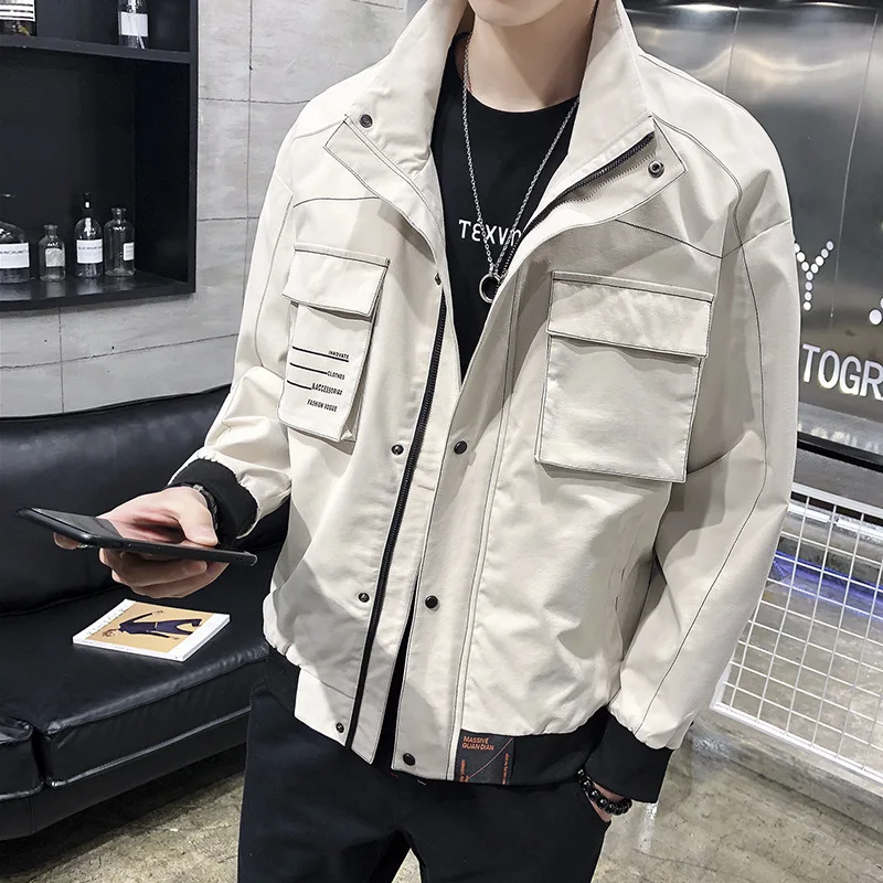 2019 Spring Jackets Men Casual Letter Patchwork Anorak Jacket Fashion Hip Hop Plus Size College Student Windbreaker Coat | Мужская