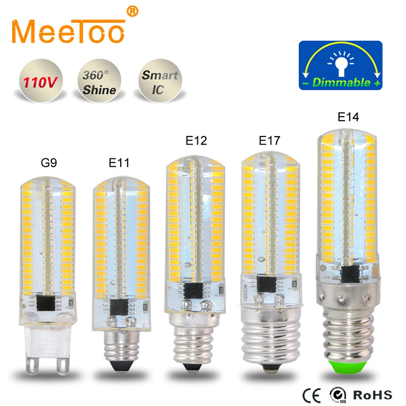 E11 E12 E14 E17 G9 SMD4014 Светодиодная лампа 152 светодиода силиконовая для тела AC110V 127V