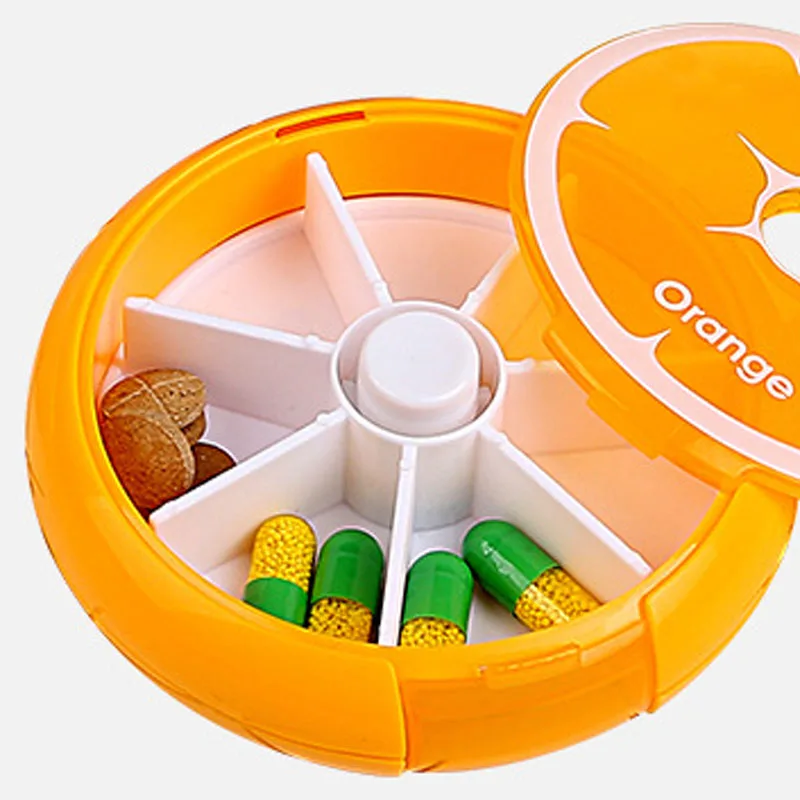 7 Day Weekly Round Fruit Shaped Pill Box Drugs Holder Tablet Medicine Sort Storage Case Vitamin Storage Box Container Organizer