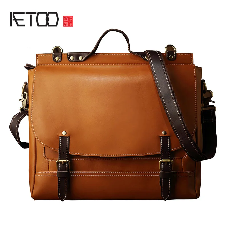 

AETOO The original design of the first layer of leather bag retro trend s casual Leather Shoulder Bag Messenger Bag Handbag