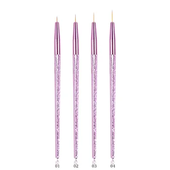 

CHNRMJL 4Pcs/Set 7/9/11/13mm Acrylic Drawing Painting Nail Art Brush Kit UV Gel Nails Pen Liner Flower Grid French Manicure Tool