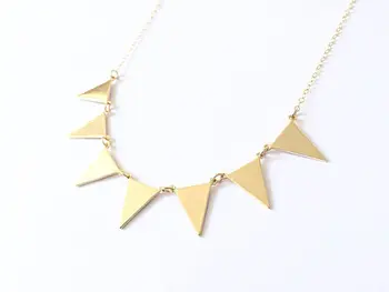 

10PCS Fashion European Little Multiple Flags Necklace Triangles Necklace Bunting Necklace Simple Spike Arrow Necklaces