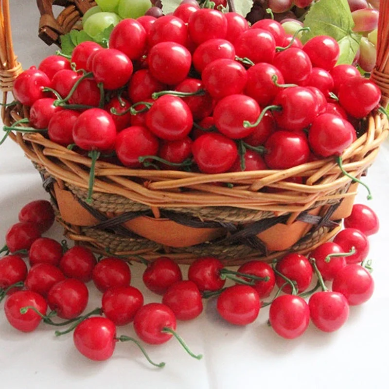 10 pcs Cute Fake Cherry Decor 2.2CM Fake Fruit Food Wedding Party House