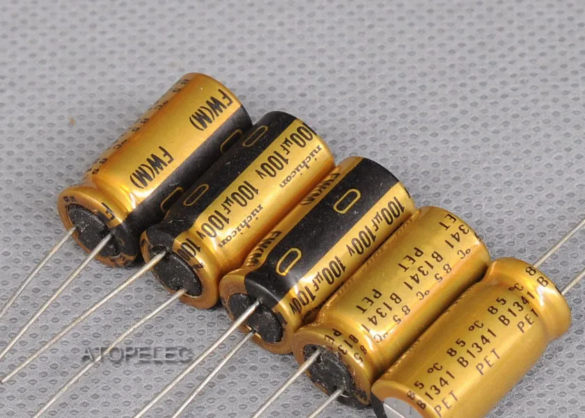

10pcs Nichicon FW 100uF/100V Electrolytic Capacitors Hi-Fi Audio