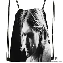 Custom Kurt Cobain Drawstring Backpack Bag Cute Daypack Kids Satchel (Black Back) 31x40cm#20180611-02-94