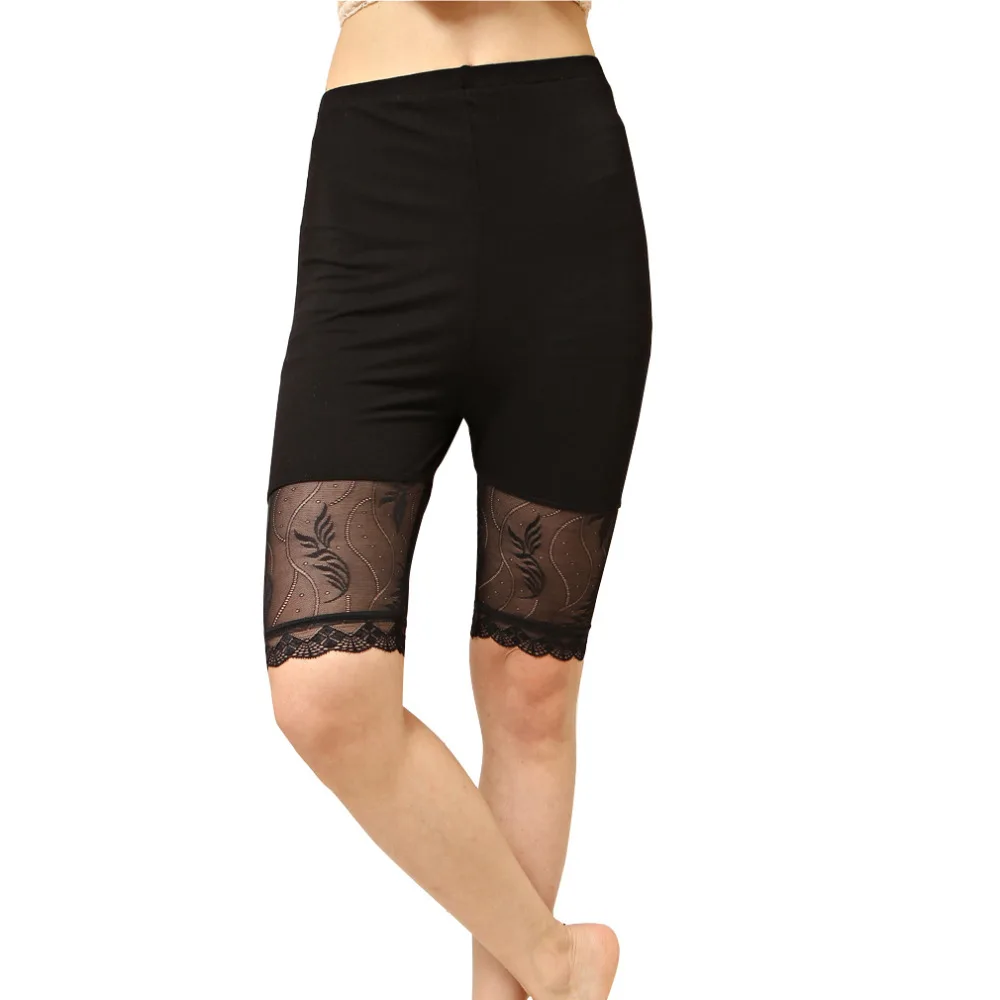 legging shorts with lace trim