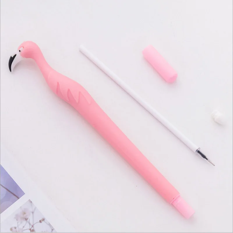 Милая гелевая ручка в виде фламинго мультфильм студента Kawaii черные чернила для ручек горячая распродажа 1 шт
