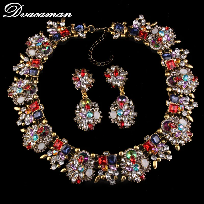 Dvacaman New Arrival Luxury Fashion Statement Good Quality Jewelry Sets Za Brand Elegant Crystal African Beads