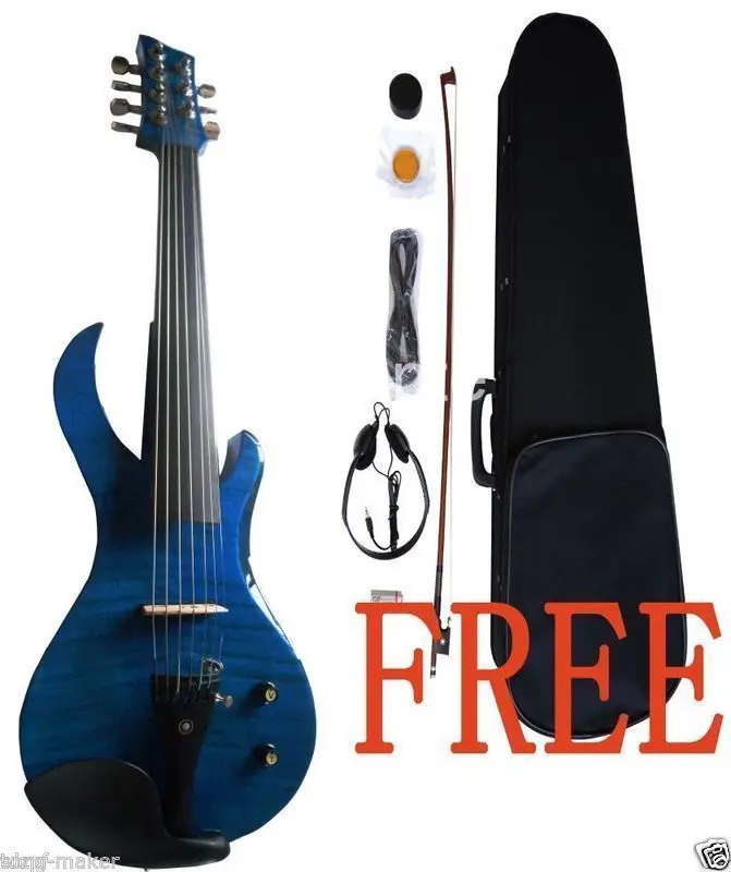 7 String 4/4 Electric Violin Powerful Sound Solid Wood Guitar Shape
