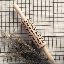 Креативный рисунок кошки деревянная Скалка лазерное тиснение выпечки печенья для макарон, для бисквитов Прямая