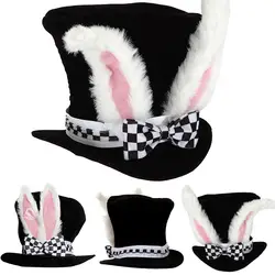 Дети Кролик бархатный подарок милые плюшевые Топпер Вязанный костюм Пасхальный Смешные Performance Bunny Ears вечерние шляпа с клетчатый