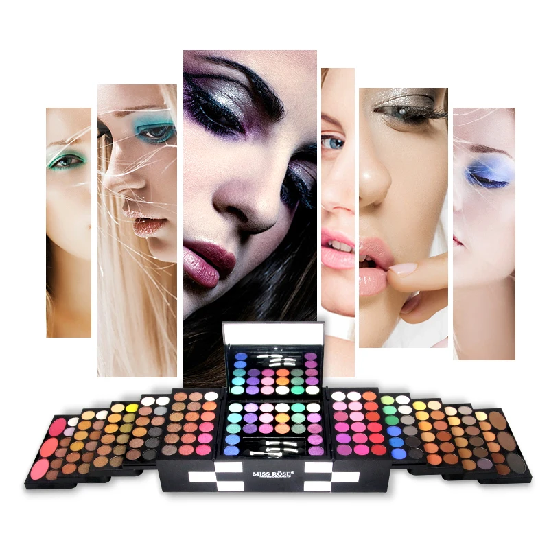 

Brand MISS ROSE Makup Tool Kit Cosmetics Including 142 Eyeshadow Matte 3 Color Blush 3 Color Eyebrow Powder Makeup Brush Set