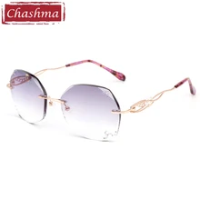 Chashma титановые Модные женские очки для глаз, алмазная оправа без оправы, женские солнцезащитные очки, тонированные линзы