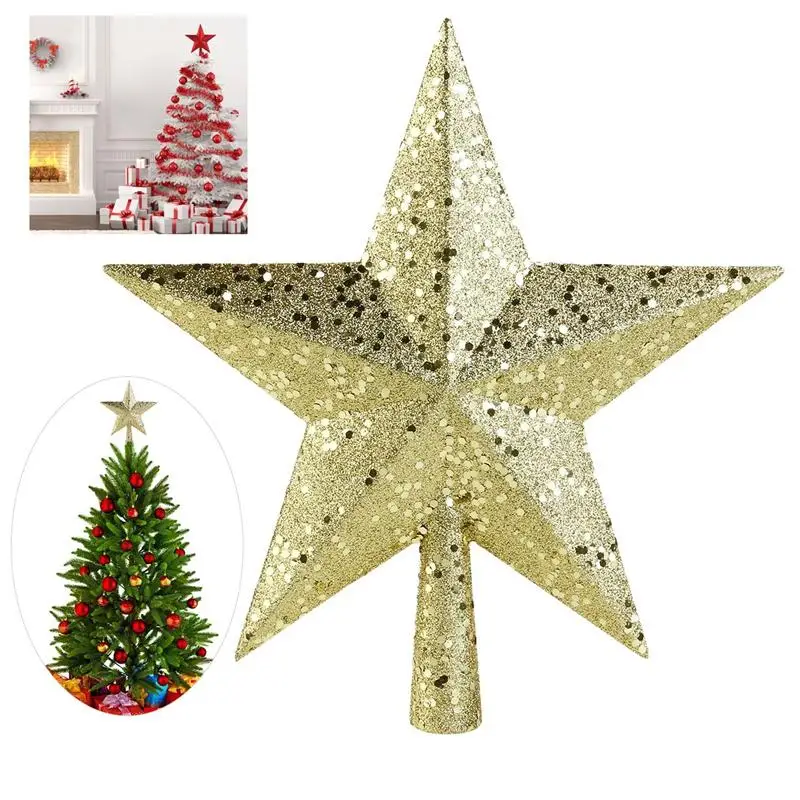5 Pulgadas de Adorno de Árbol de Navidad Brillante Tesoros Copa de Árbol de Estrella de Plástico Rojo Brillante TOYANDONA 4
