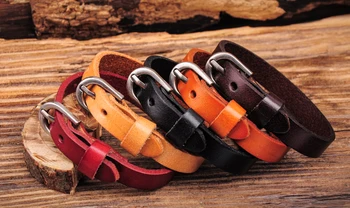 

Lot 5PCS Simply Cool Single Wrap Genuine Leather Bracelet Buckle Cuff G458