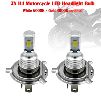 

2pcs H4 Motorcycle LED Headlight Bulb 3570CSP Chip Bright White 6000K / Gold 3000K